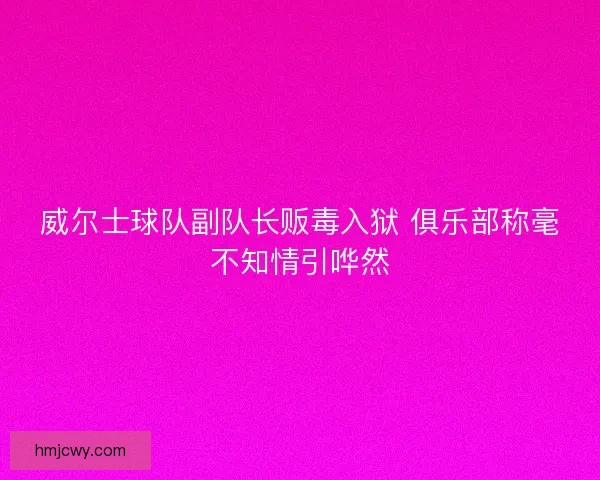 威尔士球队副队长贩毒入狱 俱乐部称毫不知情引哗然
