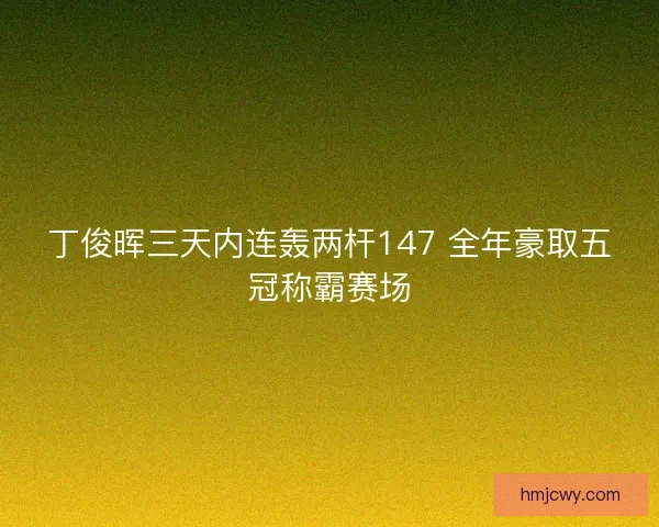 丁俊晖三天内连轰两杆147 全年豪取五冠称霸赛场