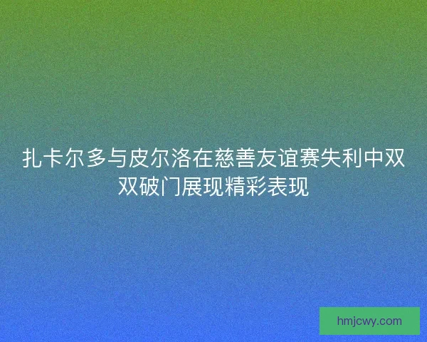 扎卡尔多与皮尔洛在慈善友谊赛失利中双双破门展现精彩表现