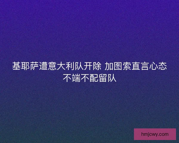 基耶萨遭意大利队开除 加图索直言心态不端不配留队