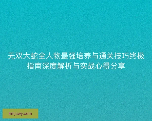 无双大蛇全人物最强培养与通关技巧终极指南深度解析与实战心得分享
