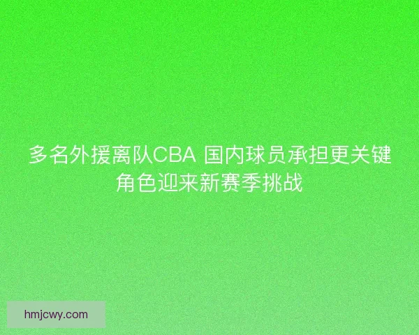 多名外援离队CBA 国内球员承担更关键角色迎来新赛季挑战