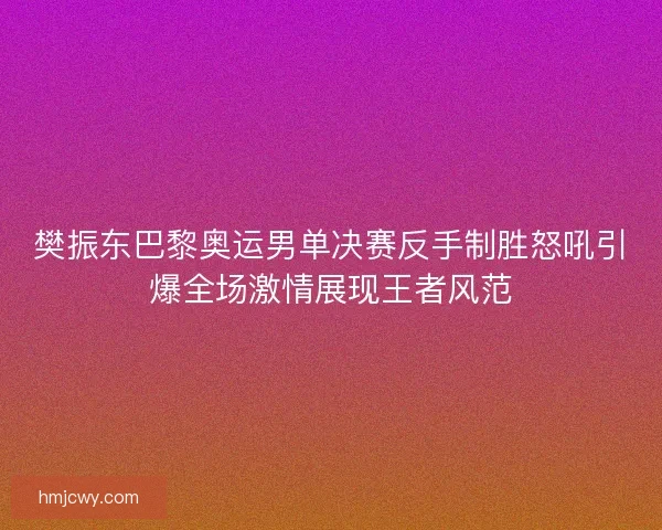 樊振东巴黎奥运男单决赛反手制胜怒吼引爆全场激情展现王者风范